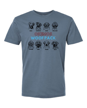 Okemos Woof Pack T-Shirt Blue Jean front view