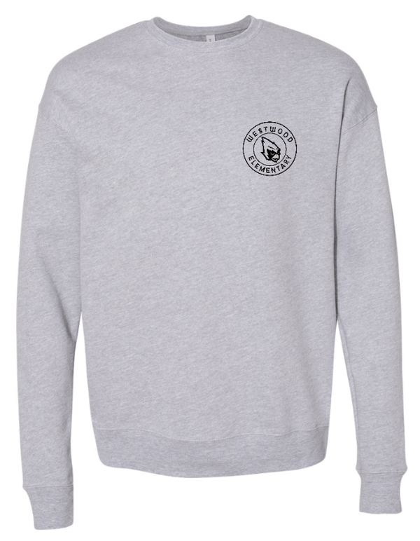 Custom Apparel - Screen Printing - Westwood Back to School - Adult Fleece Drop Shoulder Crewneck Sweatshirt (Grey) - Westwood Back to School - 16415
