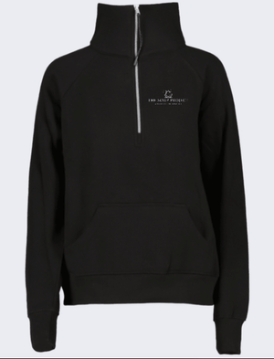 Custom Printed Apparel | Women's Custom 1/2 Zip Sweatshirt - Black Boxy Fit | The Soup Project - TSP - 19162