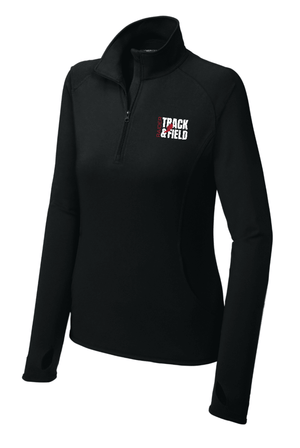Custom Printed Apparel | Women's Custom 1/4 Zip - Black Stretch Performance Style | Portland MS Track & Field - Portland MS T&F - 19117