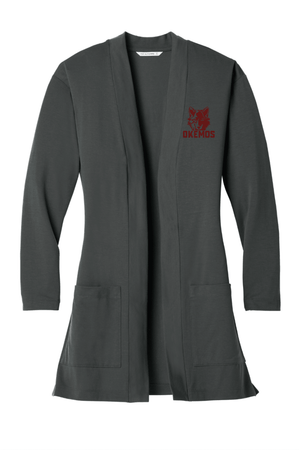 Custom Printed Apparel | Women's Custom Cardigan - Grey | Okemos Staff - Okemos Staff S26 - 19087