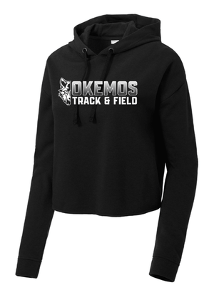Custom Printed Apparel | Women's Custom Cropped Hoodie - Black | Okemos Track & Field 2026 - Okemos Track & Field 26 - 19165