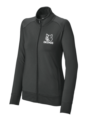 Custom Printed Apparel | Women's Custom Full Zip Jacket - Dark Grey Performance Stretch | Hiawatha Elementary - Hiawatha - 19478