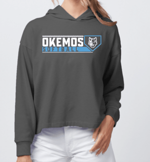 Custom Printed Apparel | Women's Custom Hoodie - Dark Grey Boxy Fit | Okemos Softball - OHS Softball - 19026
