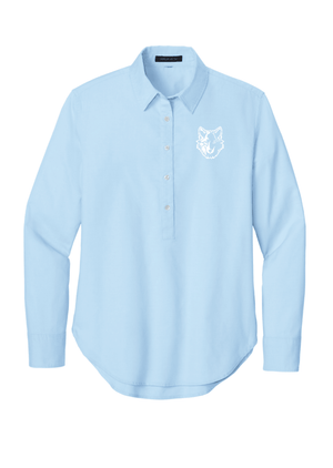 Custom Printed Apparel | Women's Custom Oxford Shirt - Light Blue | Okemos Staff - Okemos Staff S26 - 19087