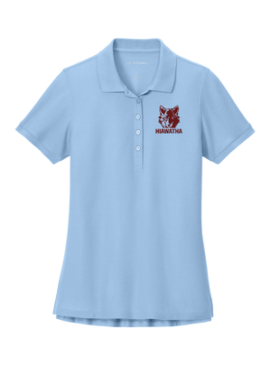 Custom Printed Apparel | Women's Custom Polo - Light Blue Pique | Hiawatha Elementary - Hiawatha - 19478