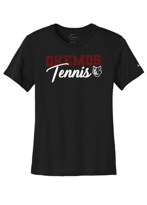 Custom Printed Apparel | Women's Custom T-Shirt - Black Nike | Okemos Tennis - Okemos Tennis - 19219