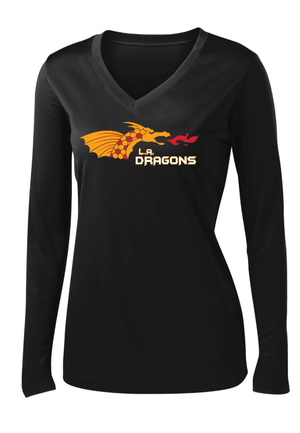 Custom Printed Apparel | Women's Custom T-Shirt - Black Performance Long Sleeve | LA Dragons - LA Dragons - 19284