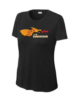 Custom Printed Apparel | Women's Custom T-Shirt - Black Performance Short Sleeve | LA Dragons - LA Dragons - 19284