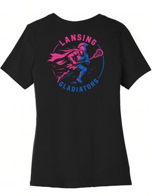 Custom Printed Apparel | Women's Custom T-Shirt - Black Tri - Blend | Lansing Gladiators - Lansing Gladiators - 19512