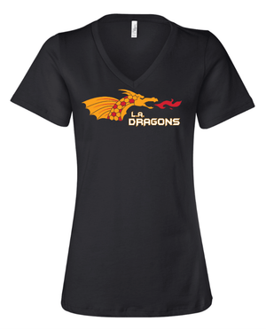 Custom Printed Apparel | Women's Custom T-Shirt - Black V Neck | LA Dragons - LA Dragons - 19284