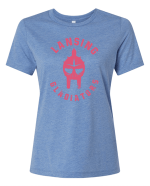 Custom Printed Apparel | Women's Custom T-Shirt - Blue Trim - Blend | Lansing Gladiators - Lansing Gladiators - 19512