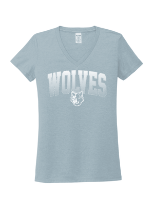 Custom Printed Apparel | Women's Custom T-Shirt - Light Blue V - Neck | Cornell Elementary - Cornell - 19125