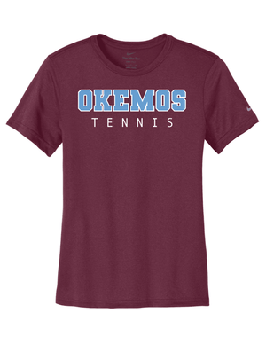Custom Printed Apparel | Women's Custom T-Shirt - Maroon Nike | Okemos Tennis - Okemos Tennis - 19219