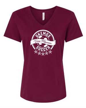 Custom Printed Apparel | Women's Custom T-Shirt - Maroon | Okemos Girls Soccer - Okemos Soccer - 19319