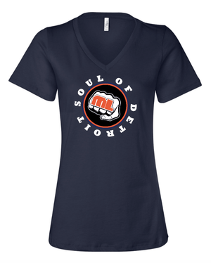 Custom Printed Apparel | Women's Custom T-Shirt - Navy V-Neck | Soul of Detroit - Soul of Detroit - 19556