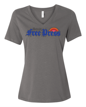 Custom Printed Apparel | Women's Custom T-Shirt - V-Neck | Detroit Free Press - Detroit Free Press - 19558
