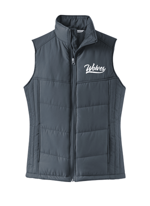 Custom Printed Apparel | Women's Custom Vest - Dark Grey Puffer | Kinawa Middle School - Kinawa - 19332