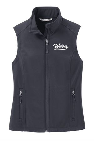 Custom Printed Apparel | Women's Custom Vest - Dark Grey Soft Shell | Kinawa Middle School - Kinawa - 19332