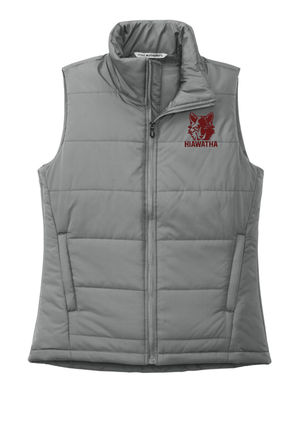 Custom Printed Apparel | Women's Custom Vest - Grey Puffer | Hiawatha Elementary - Hiawatha - 19349