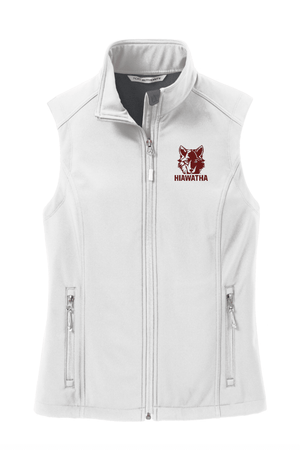 Custom Printed Apparel | Women's Custom Vest - White Soft Shell | Hiawatha Elementary - Hiawatha - 19478