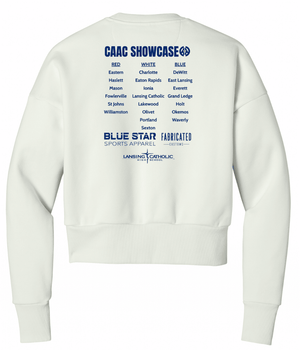 Custom Printed Apparel | Womens Custom White Crewneck | CAAC Event - Bubble Letter Design - CAAC Event - 19394