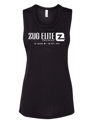 Custom Printed Apparel | Women's Flowy Scoop Muscle Tank | Zug Elite Training - ZET 15 - 19698