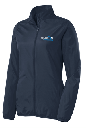 Custom Printed Apparel | Women's Lightweight Full Zip Jacket - Navy | Michigan Department of Education - MI Dept of Ed - 19257