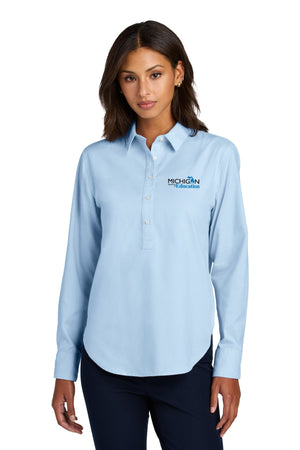 Michigan Department of Education Long Sleeve Light Blue front view