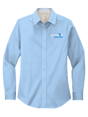 Custom Printed Apparel | Women's Long Sleeve Button Up Easy Care Shirt | Michigan Department of Education - MI Dept of Ed - 19257