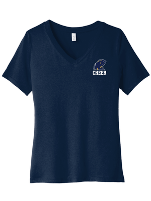 Custom Printed Apparel | Women's Relaxed V-Neck T-Shirt | DHS Sideline Cheer - DHS Cheer - 19819