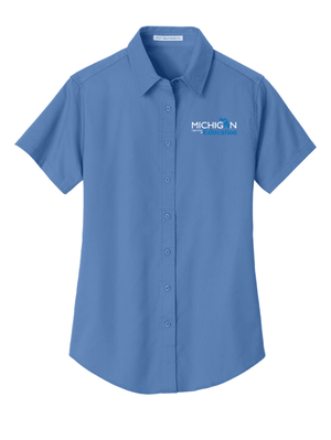 Custom Printed Apparel | Women's Short Sleeve Button Up Easy Care Shirt | Michigan Department of Education - MI Dept of Ed - 19257