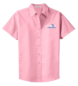 Custom Printed Apparel | Women's Short Sleeve Button Up Easy Care Shirt | Michigan Department of Education - MI Dept of Ed - 19257