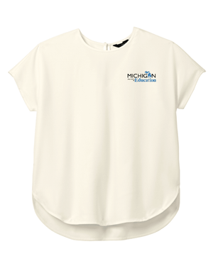 Custom Printed Apparel | Women's Short Sleeve Stretch Crepe Blouse | Michigan Department of Education - MI Dept of Ed - 19257