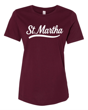 Custom Printed Apparel | Women's T-Shirt - Maroon | St. Martha School Spirit Wear - St. Martha OD