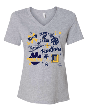 Custom Printed Apparel | Women's V-Neck T-Shirt | DHS Sideline Cheer - DHS Cheer - 19819