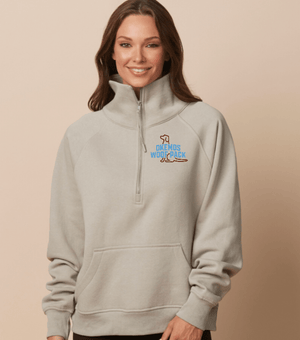 Custom Printed Apparel | Woof Pack 2025 - Dusty Olive Ladies Boxy Half Zip Fleece - Woof Pack 2025 - 18247