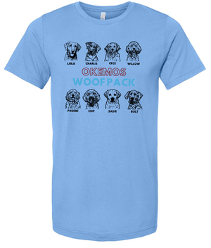 Custom Printed Apparel | Woof Pack 2025 - Woof Pack Dogs Adult T-Shirt (Mauve/Carolina Blue) - Woof Pack 2025 - 18247