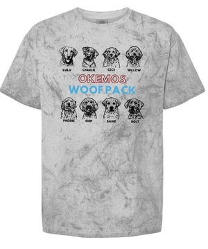 Custom Printed Apparel | Woof Pack 2025 - Woof Pack Dogs Heavyweight T-Shirt (Grey/Light Blue) - Woof Pack 2025 - 18247