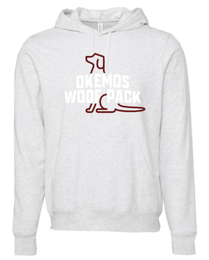 Custom Printed Apparel | Woof Pack 2025 - Woof Pack Logo Adult Fleece Hoodie Sweatshirt (Columbia Blue/Ash/Athletic Heather) - Woof Pack 2025 - 18247