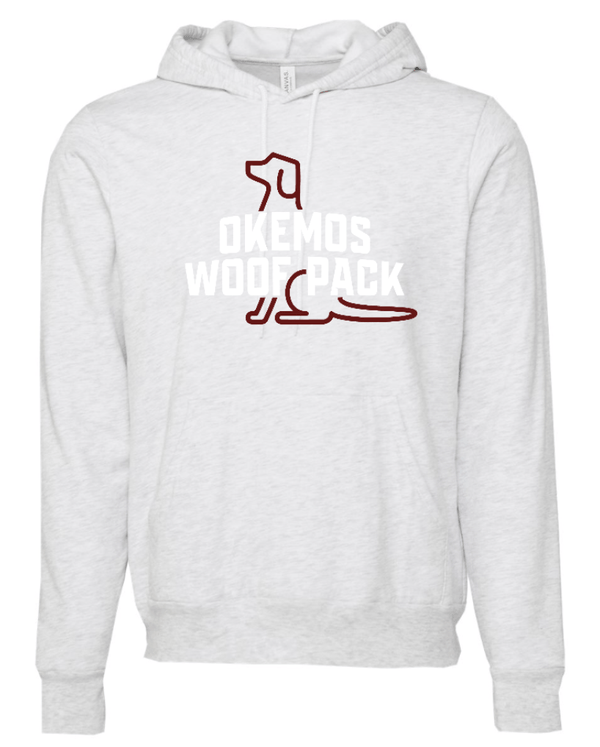 Custom Printed Apparel | Woof Pack 2025 - Woof Pack Logo Adult Fleece Hoodie Sweatshirt (Columbia Blue/Ash/Athletic Heather) - Woof Pack 2025 - 18247