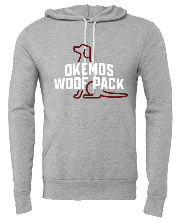 Custom Printed Apparel | Woof Pack 2025 - Woof Pack Logo Adult Fleece Hoodie Sweatshirt (Columbia Blue/Ash/Athletic Heather) - Woof Pack 2025 - 18247