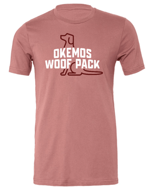 Custom Printed Apparel | Woof Pack 2025 - Woof Pack Logo Adult T-Shirt (Mauve/Carolina Blue) - Woof Pack 2025 - 18247