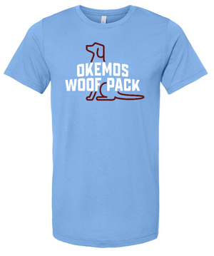 Custom Printed Apparel | Woof Pack 2025 - Woof Pack Logo Adult T-Shirt (Mauve/Carolina Blue) - Woof Pack 2025 - 18247