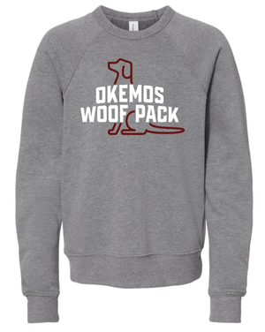 Custom Printed Apparel | Woof Pack 2025 - Woof Pack Logo Deep Heather Youth Crewneck Sweatshirt - Woof Pack 2025 - 18247