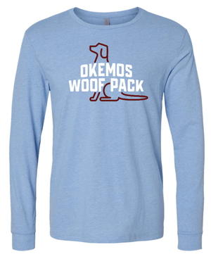 Custom Printed Apparel | Woof Pack 2025 - Woof Pack Logo Heather Blue Adult Long Sleeve T-Shirt - Woof Pack 2025 - 18247