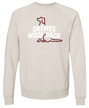 Custom Printed Apparel | Woof Pack 2025 - Woof Pack Logo Stone Heather Adult Raglan Crewneck Sweatshirt - Woof Pack 2025 - 18247