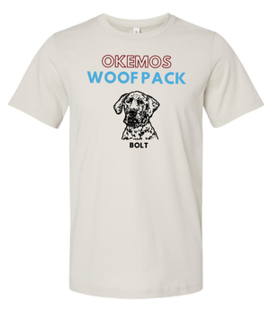 Custom Printed Apparel | Woof Pack Holiday 2025 - Adult Unisex Beige T-Shirt (CHOOSE YOUR DOG) - Woof Pack W25 - 18763