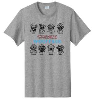 Custom Printed Apparel | Woof Pack Holiday 2025 - Adult Unisex Tall Athletic Heather T-Shirt "Woof Pack Dogs" - Woof Pack W25 - 18763