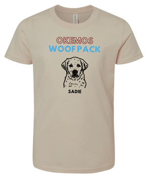 Custom Printed Apparel | Woof Pack Holiday 2025 - Youth Tan T-Shirt (CHOOSE YOUR DOG) - Woof Pack W25 - 18763